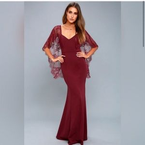 Amelie Burgundy Lace Maxi Dress